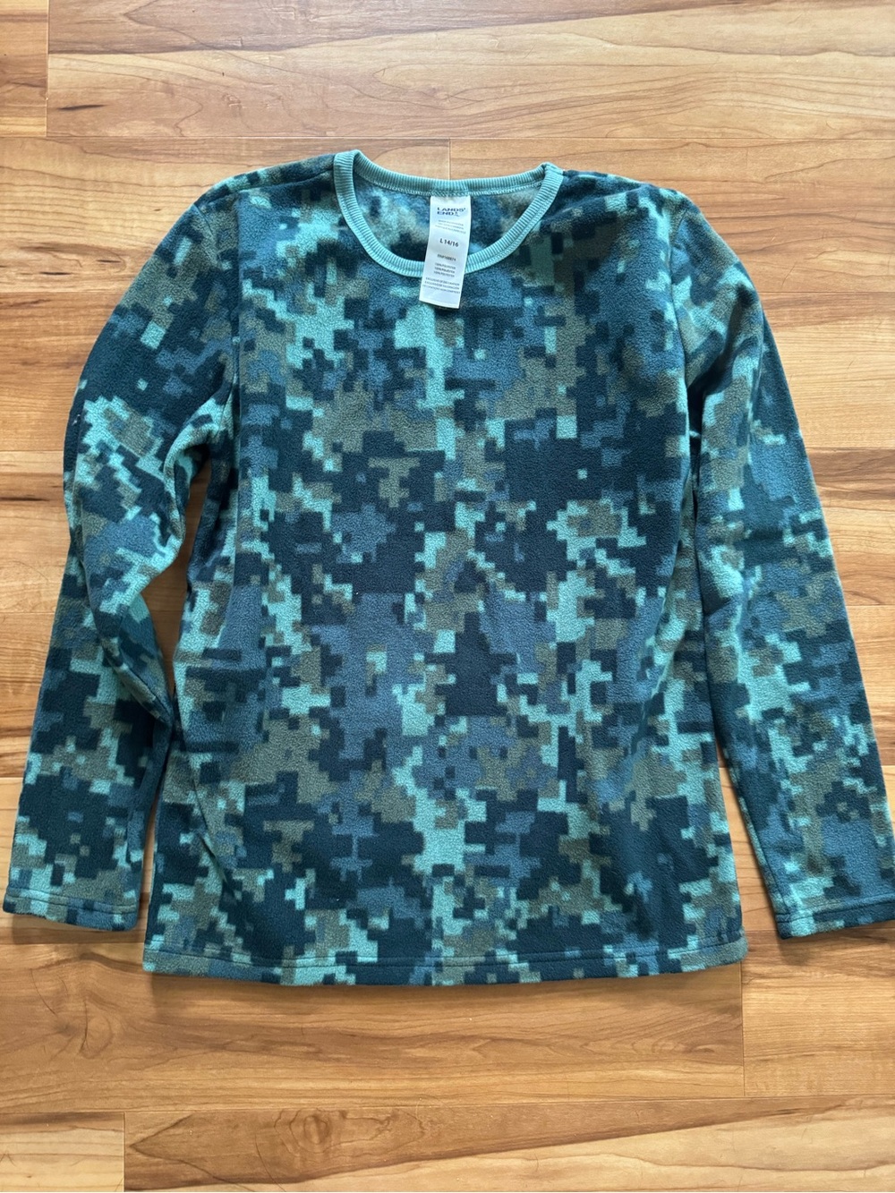 Lands' End Boys' Blue & Green Digital Camo Long-Sleeve Tee